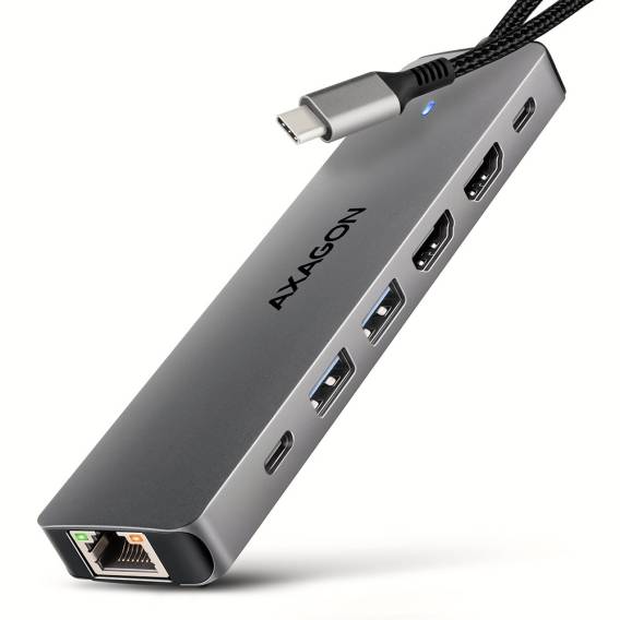 Obrázok pre Axagon HMC-7HX2 dokovací stanice/replikátor portů Kabel USB 3.2 Gen 1 (3.1 Gen 1) Type-C Šedá
