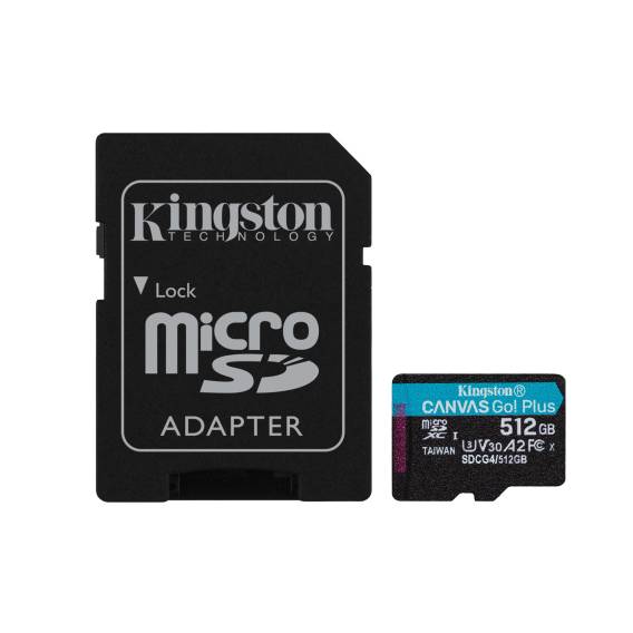 Obrázok pre Kingston Technology 512GB microSDXC karta Canvas Go! Plus Gen4 200 MB/s A2 U3 V30 + adaptér