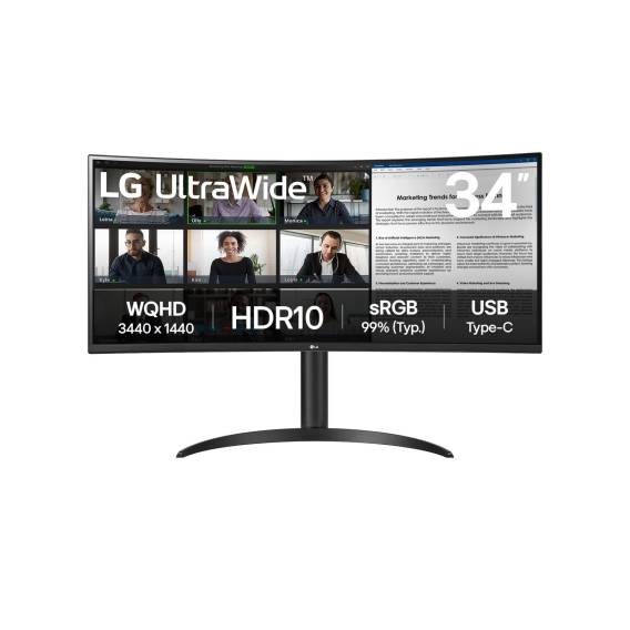 Obrázok pre LG 34WR50QK-B počítačový monitor 86,4 cm (34") 3440 x 1440 px Wide Quad HD Černá
