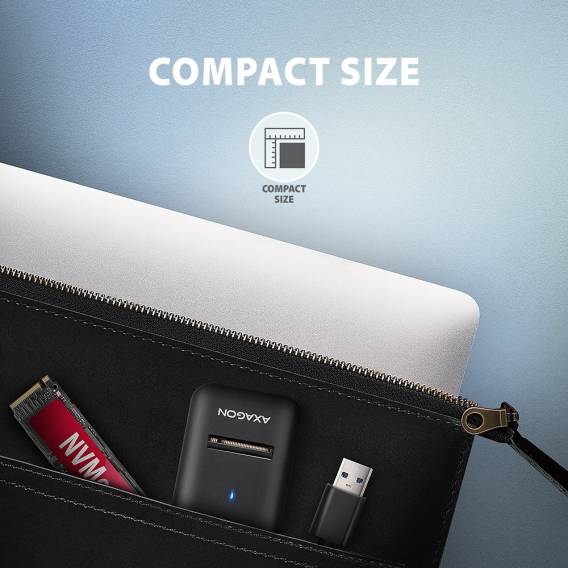 Obrázok pre Axagon ADM2-AM USB-A 10Gbps - M.2 NVMe & SATA SSD adaptér, kabelis USB-A 10cm SSD rámeček Černá