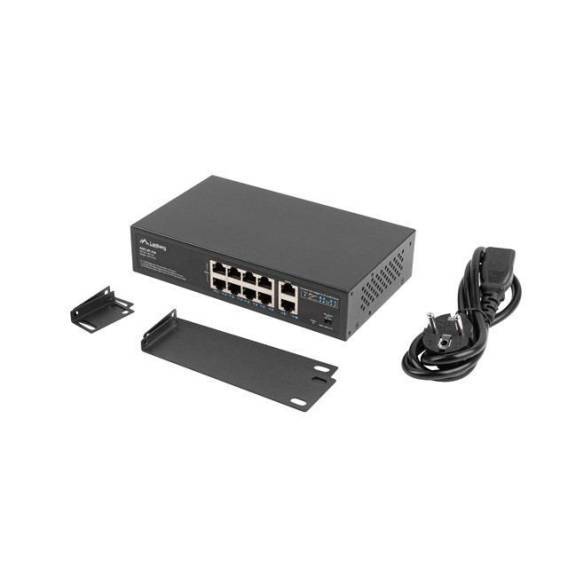 Obrázok pre Lanberg RSFE-8P-2GE-120 síťový přepínač Nespravované Gigabit Ethernet (10/100/1000) Podpora napájení po Ethernetu (PoE) 1U Černá