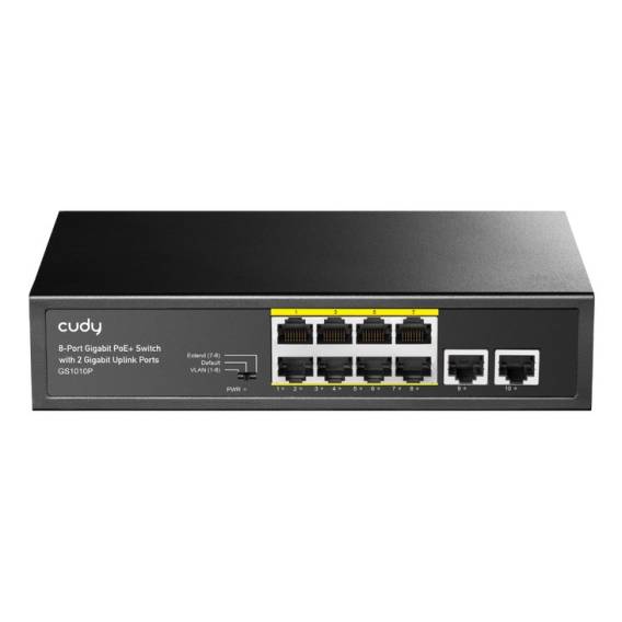 Obrázok pre Cudy GS1010P síťový přepínač Gigabit Ethernet (10/100/1000) Podpora napájení po Ethernetu (PoE) Stolní/nástěnná montáž Černá