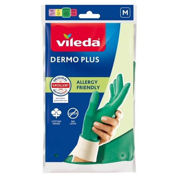Obrázok pre Vileda Dermo Plus „M“ rukavice Zelená Bavlna, Nitril