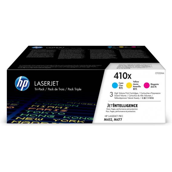 Obrázok pre HP 410X Trojbalení originálních tonerových kazet LaserJet, azurová/purpurová/žlutá