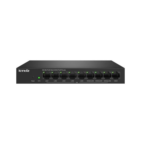 Obrázok pre Tenda G0-8G-PoE router zapojený do sítě Gigabit Ethernet Černá