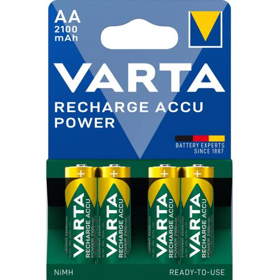 Obrázok pre VARTA HR6 AA Recharge Accu Power 2100 mAh 56706 Dobíjení akumulátorů 4 kusů Zelená, Žlutá