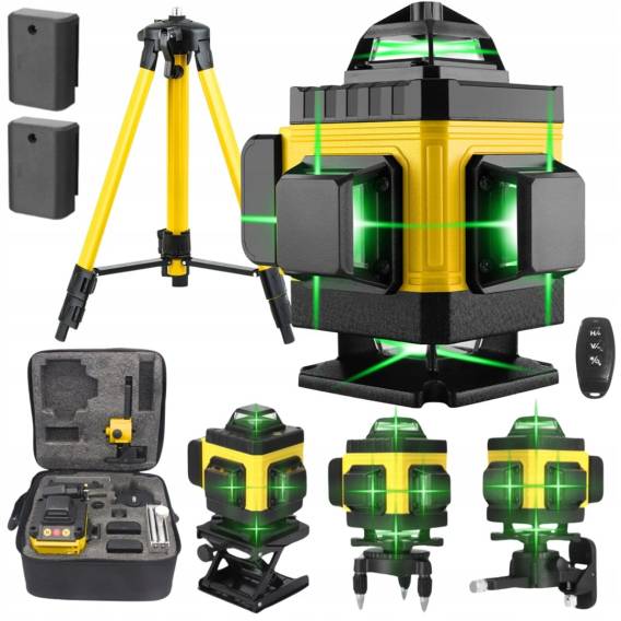 Obrázok pre Extralink Rinkinys POZIOMICA LASEROWA KRZYOWA PASZCZYZNOWA LASER 4D ZE STATYWEM Rotační 16 m