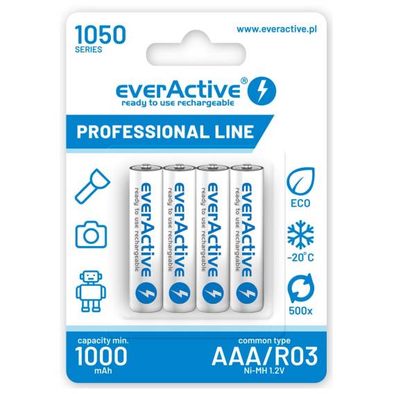 Obrázok pre Nabíjecí baterie everActive Ni-MH R03 AAA 1050 mAh Professional Line