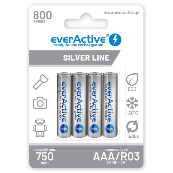 Obrázok pre Nabíjecí baterie everActive Ni-MH R03 AAA 800 mAh Silver Line