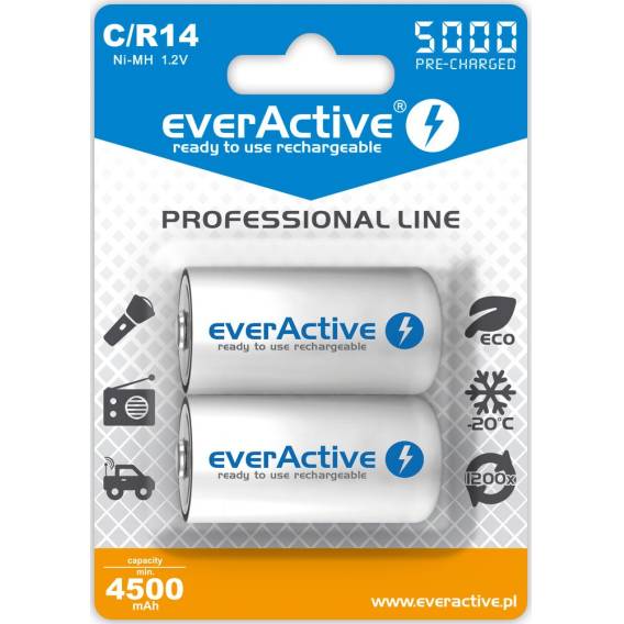 Obrázok pre Nabíjecí baterie everActive Ni-MH R14 C 5000 mAh Professional Line
