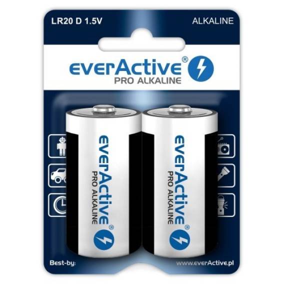 Obrázok pre Alkalické baterie everActive Pro Alkaline LR20 D - blistr 2 kusy