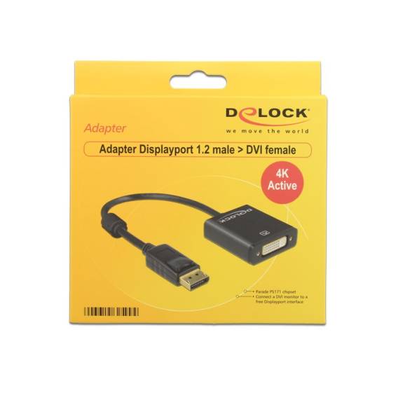 Obrázok pre DeLOCK 62599 adaptér k video kabelům 0,2 m DisplayPort DVI-I Černá
