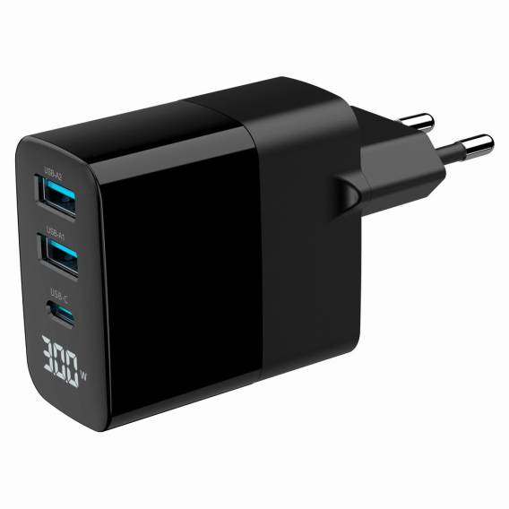 Obrázok pre Gembird TA-UC-PDQC30LCD-BK-02 nabíječka na PDA/mobilní telefon Univerzální Černá AC Rychlé nabíjení Vnitřní