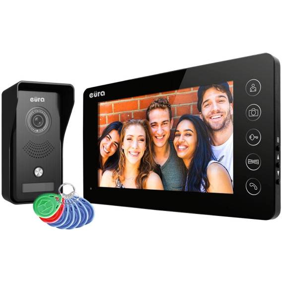 Obrázok pre Video door phone EURA VDP-76A3 black monitor
