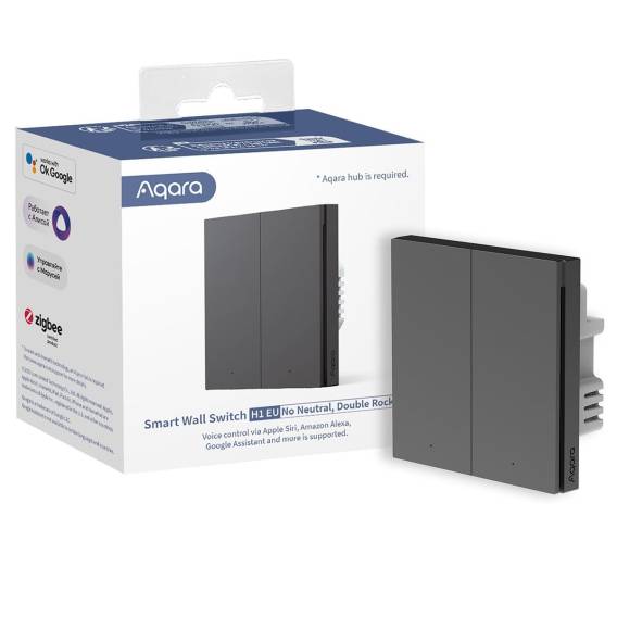 Obrázok pre Aqara Smart Wall Switch H1 EU (No Neutral, Double Rocker) -Grey vypínač světla
