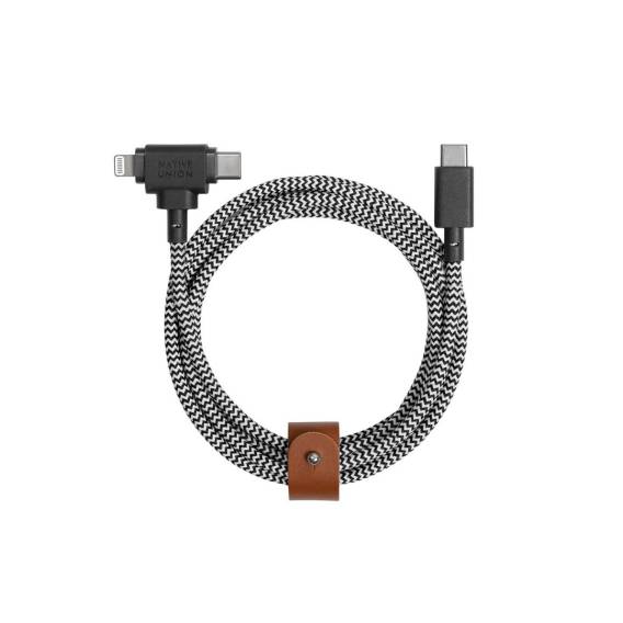 Obrázok pre Native Union Belt Cable Duo USB kabel 1,5 m USB C USB C/Lightning Černá, Bílá