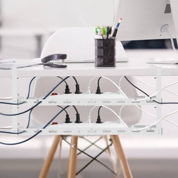 Obrázok pre Organizér kabelů Maclean pod stůl, max. zatížení 5 kg, max. 728 mm, 2 úrovně, bílá, MC-102 W