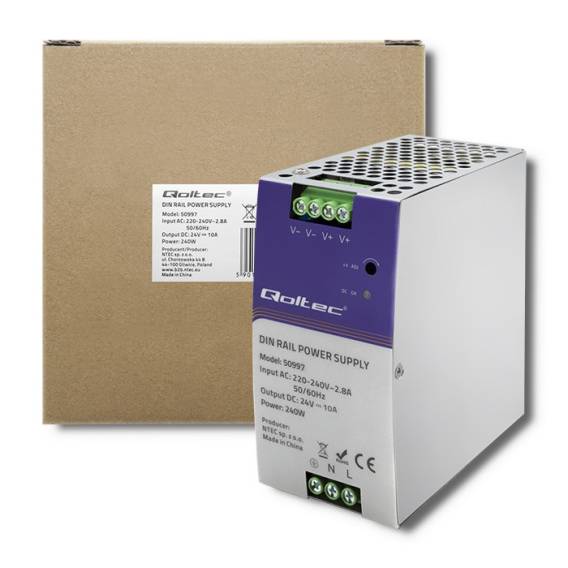 Obrázok pre Qoltec Industrial Din Rail Power Supply | 240W | 24V | 10A