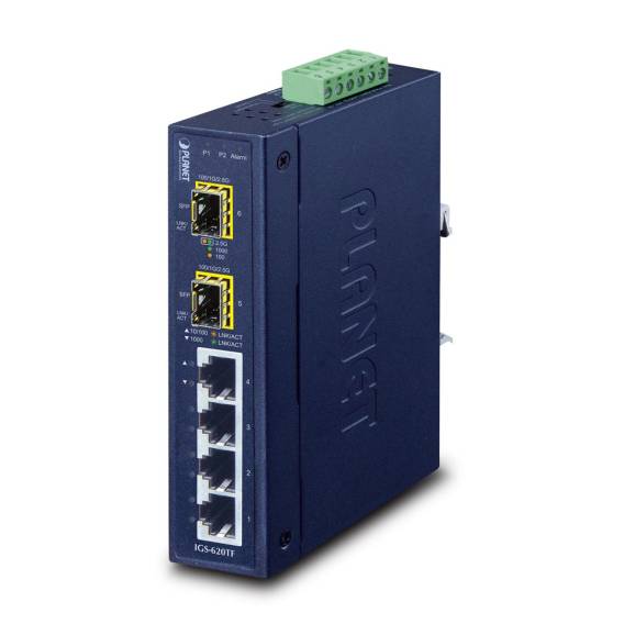 Obrázok pre PLANET IGS-620TF síťový přepínač Nespravované Gigabit Ethernet (10/100/1000) Modrá