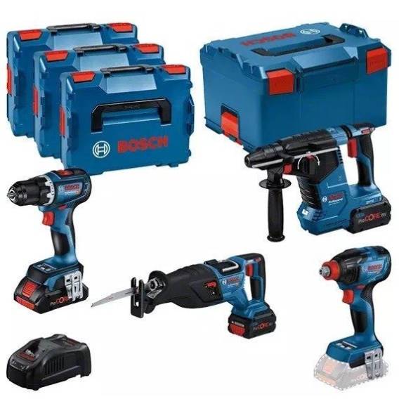 Obrázok pre BOSCH. 18V COMBO KIT (GSR 18V-90C +GDX 18V-210C +GBH 18V-24C +GSA 18V-28) 1xPC4.0Ah 2xPC5.5Ah ...