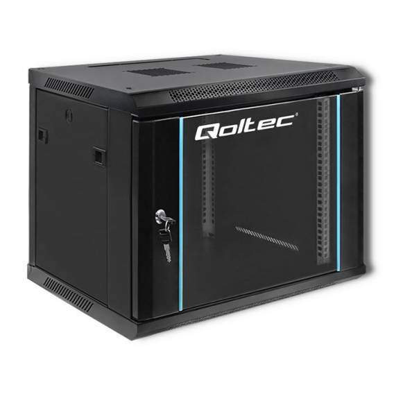 Obrázok pre Qoltec 54463 RACKová skříň 19" | 9U | 600 x 500 x 450 | Tvrzené dveře | Závěsné