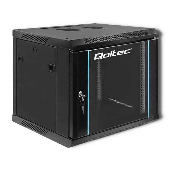 Obrázok pre Qoltec 54466 RACKová skříň 19" | 9U | 600 x 500 x 600 | Tvrzené dveře | Závěsné
