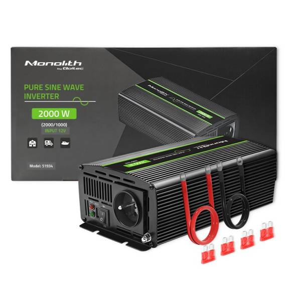 Obrázok pre Qoltec Monolith zdroj/transformátor Auto 2000 W Černá