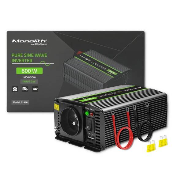 Obrázok pre Qoltec Monolith zdroj/transformátor Auto 600 W Černá