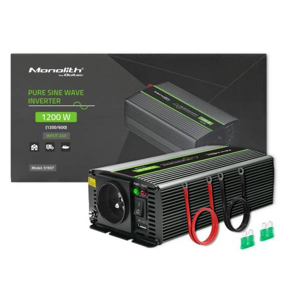 Obrázok pre Qoltec Monolith zdroj/transformátor Auto 1200 W Černá