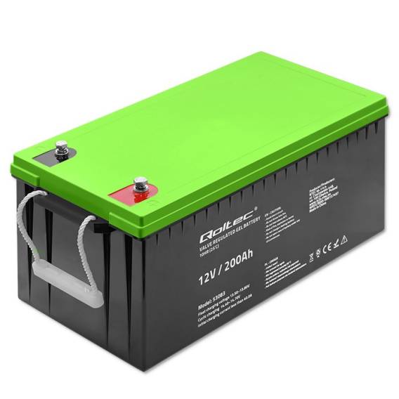 Obrázok pre Qoltec Battery żelowy | 12V | 200Ah | GEL | 59.5kg