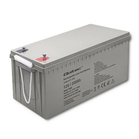 Obrázok pre Qoltec Akumulator AGM | 12V | 200Ah | max. 3000A | 54.1kg