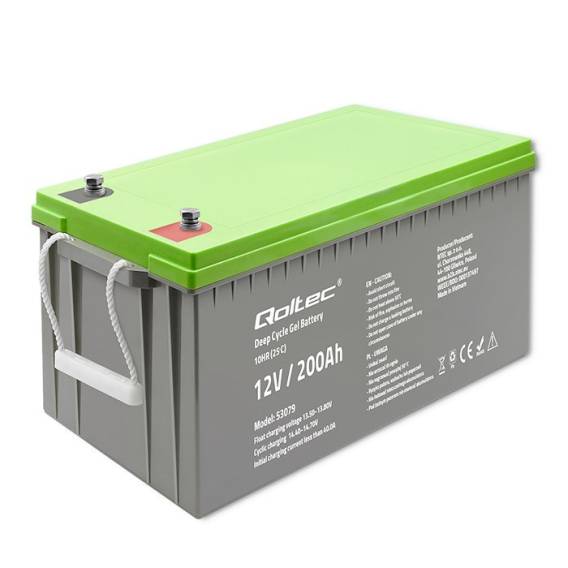 Obrázok pre Qoltec Akumulator żelowy Deep Cycle | 12V | 200Ah | 62.5kg