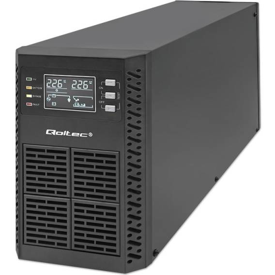 Obrázok pre Qoltec 52281 zdroj nepřerušovaného napětí S dvojitou konverzí (online) 2 kVA 2000 W 3 AC zásuvky / AC zásuvek
