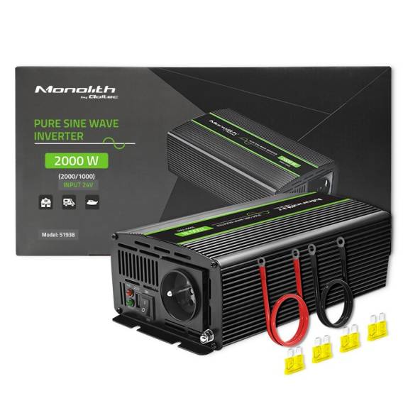 Obrázok pre Qoltec Monolith zdroj/transformátor Auto 2000 W Černá