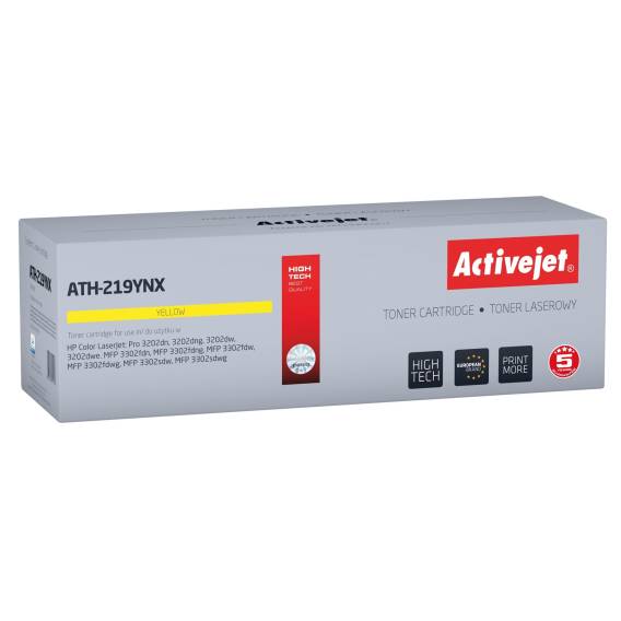 Obrázok pre Activejet ATH-219YNX Toner pro tiskárnu HP, náhradní HP 219X W2192X; Supreme; 2500 stran; žlutý, s čipem