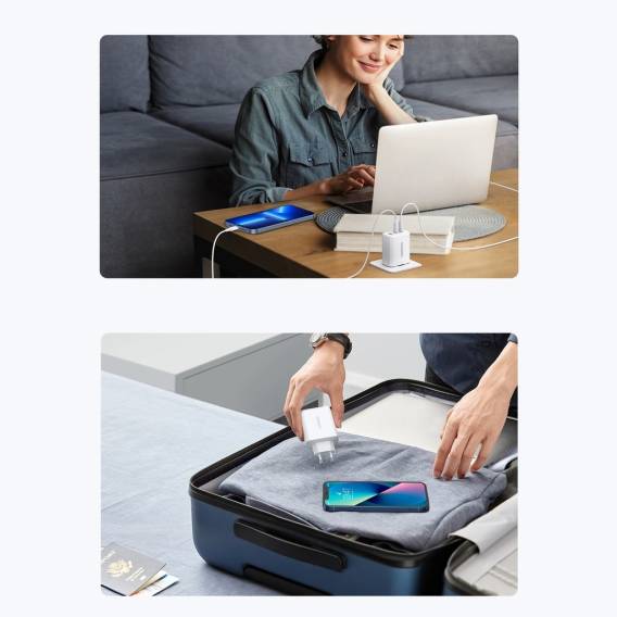 Obrázok pre Ugreen CD275 Síťová nabíječka s kabelem 2× USB Typ C / USB 65W Bílá