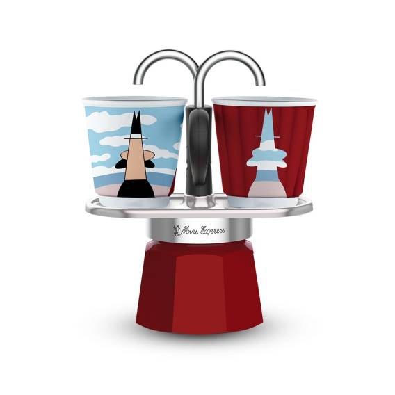 Obrázok pre Bialetti Mini Express Magritte Moka konvička Červená, Stříbrná