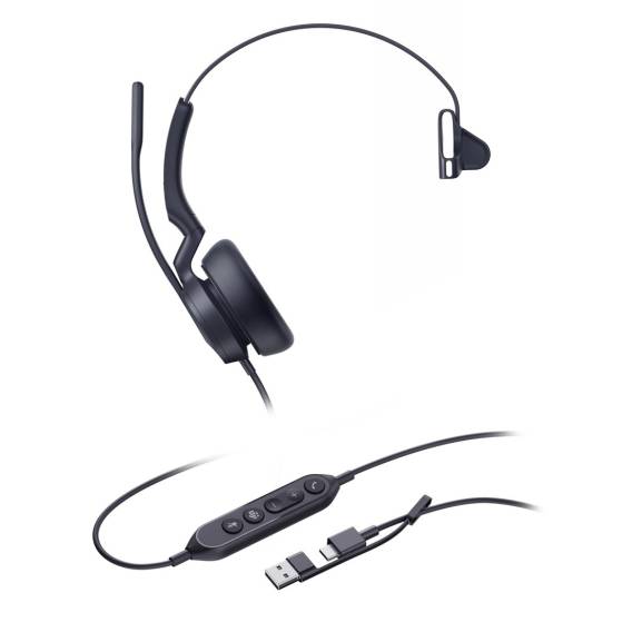 Obrázok pre Yealink UH46 Mono Teams USB-C/A Sluchátka s mikrofonem Kabel Přes hlavu Kancelář / call centrum USB Type-C / USB Type-A Černá