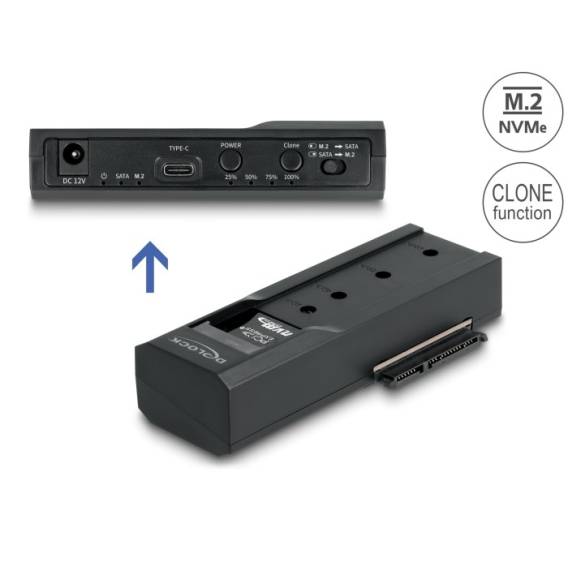 Obrázok pre DeLOCK Převodník USB Type-C pro 1 x SSD M.2 NVMe + 1 x SATA SSD/HDD s funkcí klonování