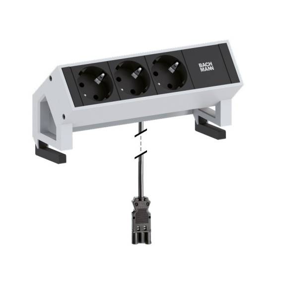 Obrázok pre Bachmann Desk2 zásuvka 3 x Type F Černá, Nerezová ocel