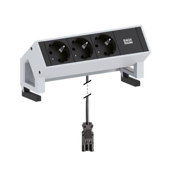 Obrázok pre Bachmann Desk2 zásuvka 3 x Type F Černá, Nerezová ocel