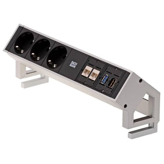 Obrázok pre Bachmann 3x Schuko 2x CAT6 1x HDMI, 1x USB3.0 napájecí prodlužovačka 1,5 m 3 AC zásuvky / AC zásuvek Černá, Nerezová ocel