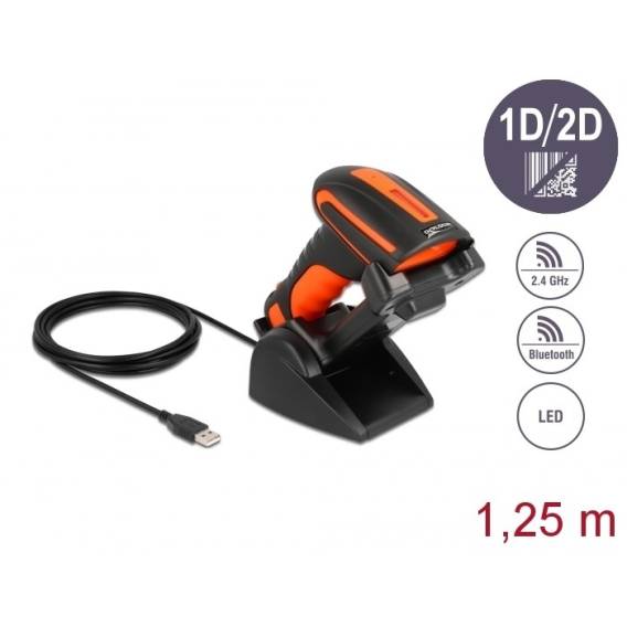 Obrázok pre DeLOCK Průmyslová čtečka 1D a 2D čárových kódů pro 2,4 GHz nebo Bluetooth s indukční nabíjení stanicí