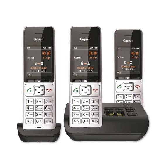 Obrázok pre Gigaset COMFORT 500A Trio Analog/DECT telefon Identifikace volajícího Černá, Stříbrná