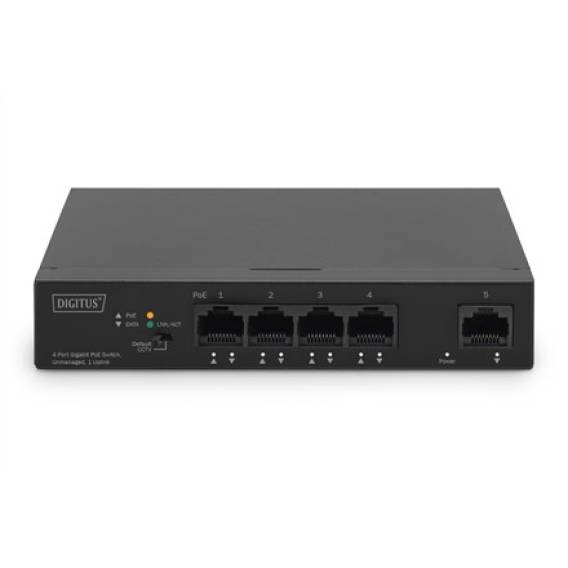 Obrázok pre Digitus DN-95330-1 síťový přepínač Nespravované Gigabit Ethernet (10/100/1000) Podpora napájení po Ethernetu (PoE) Černá