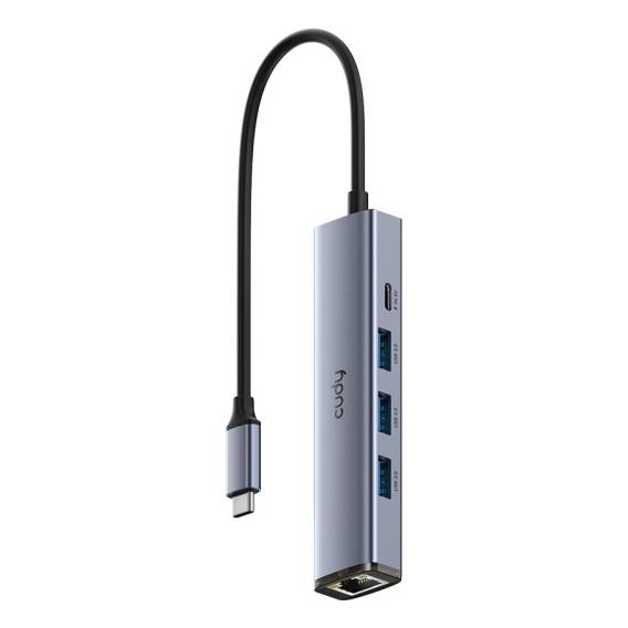 Obrázok pre Cudy UH605 dokovací stanice/replikátor portů Kabel USB 3.2 Gen 1 (3.1 Gen 1) Type-C Šedá, Stříbrná