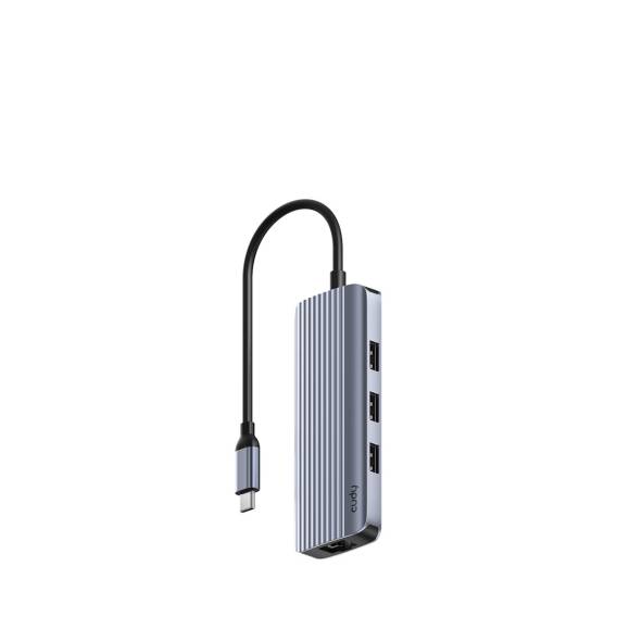 Obrázok pre Cudy UH606 dokovací stanice/replikátor portů Kabel USB 3.2 Gen 1 (3.1 Gen 1) Type-C Šedá, Stříbrná
