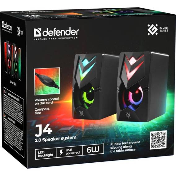 Obrázok pre PC reproduktory 2.0 DEFENDER J4 2.0 6W LED USB černé