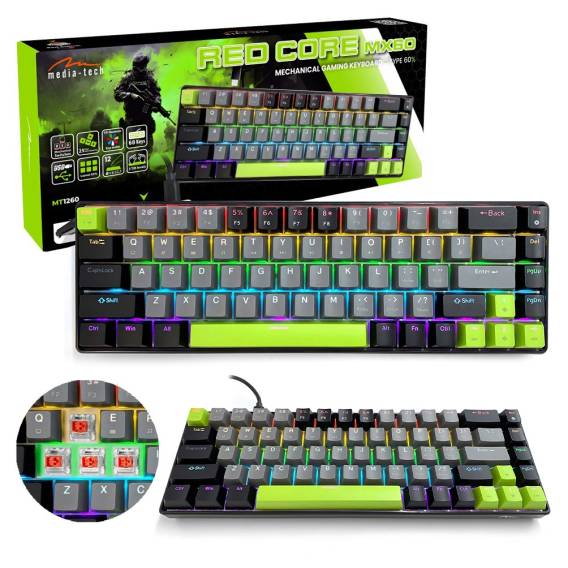 Obrázok pre Mechanická klávesnice 60% RED CORE MX60 MT1260