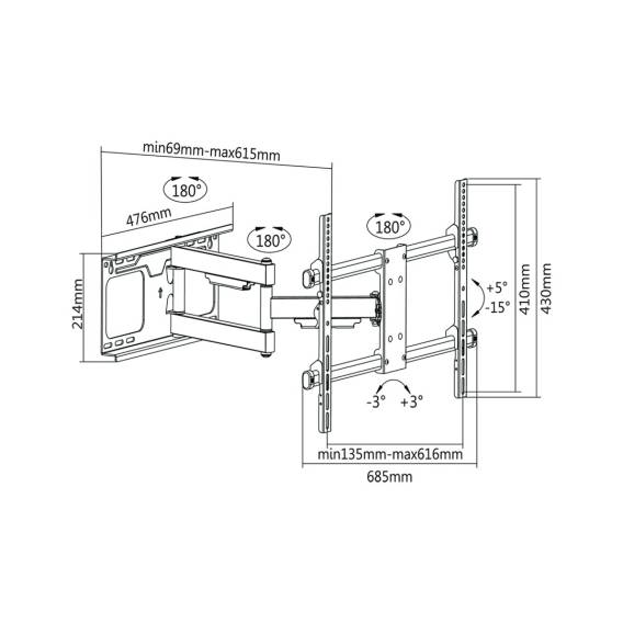 Obrázok pre TV držák 37-70" Cabletech  černý max vesa 600x400 60kg